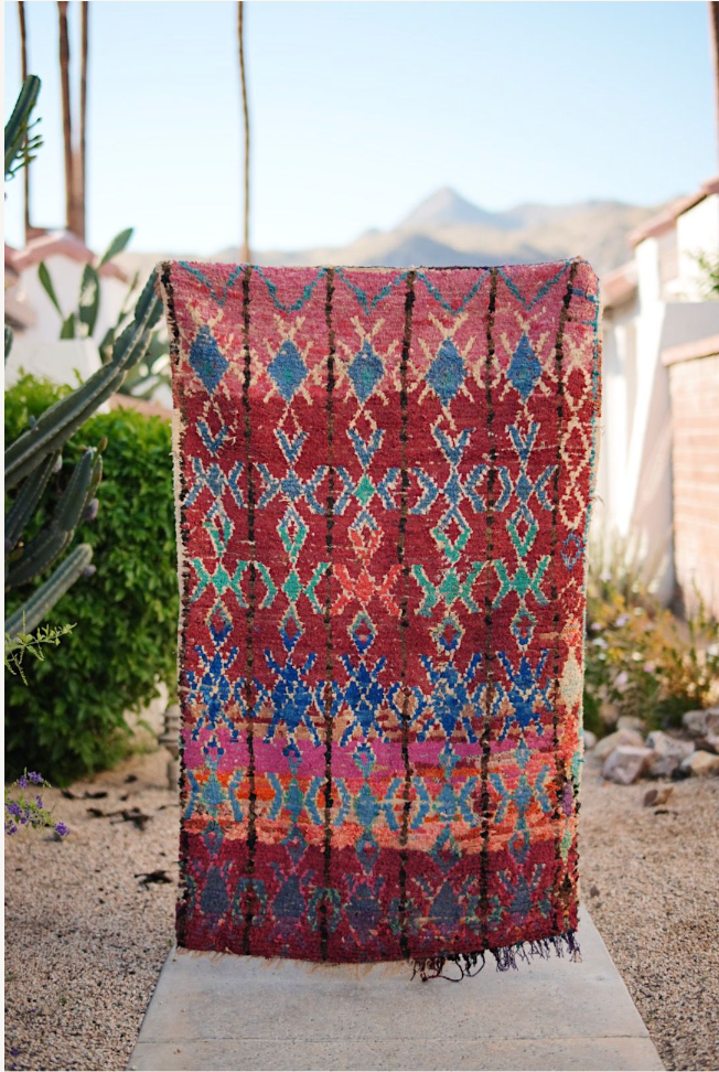 Multicolored Geometric Design Cotton Boucherouite