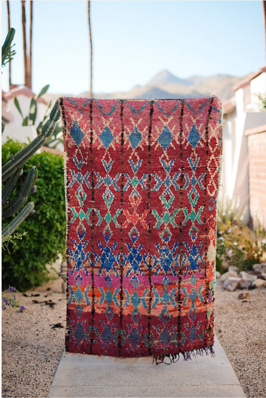 Multicolored Geometric Design Cotton Boucherouite