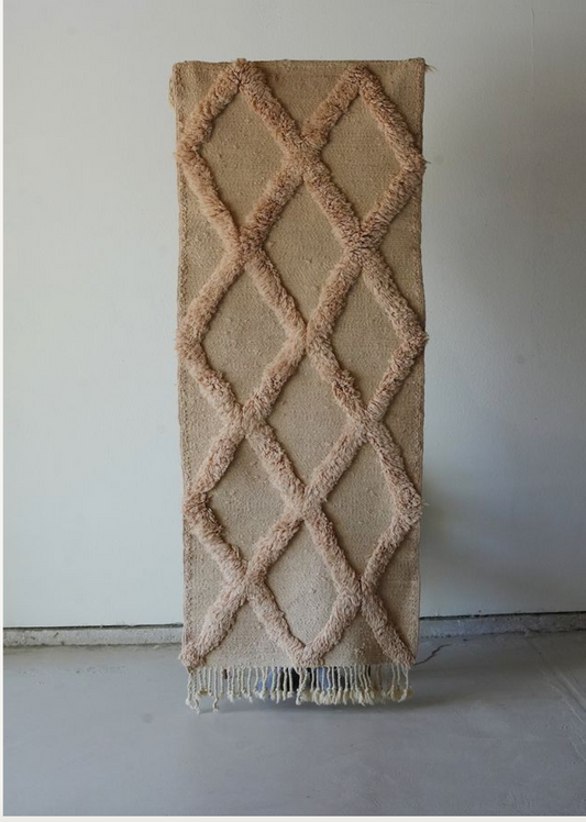 Neutral Dimensional Diamonds Wool Runner