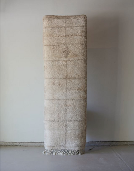 Soft Cream Subtle Grid Wool Runner