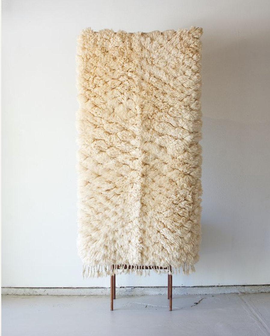 Cream Textured Shag wool Rug