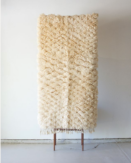 Cream Textured Shag wool Rug