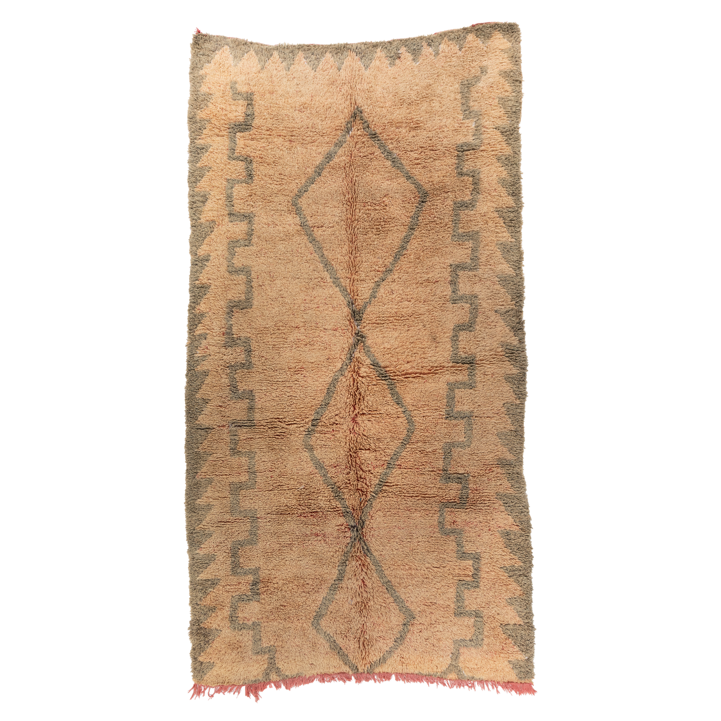 Pink with Grey Design Wool Boujad
