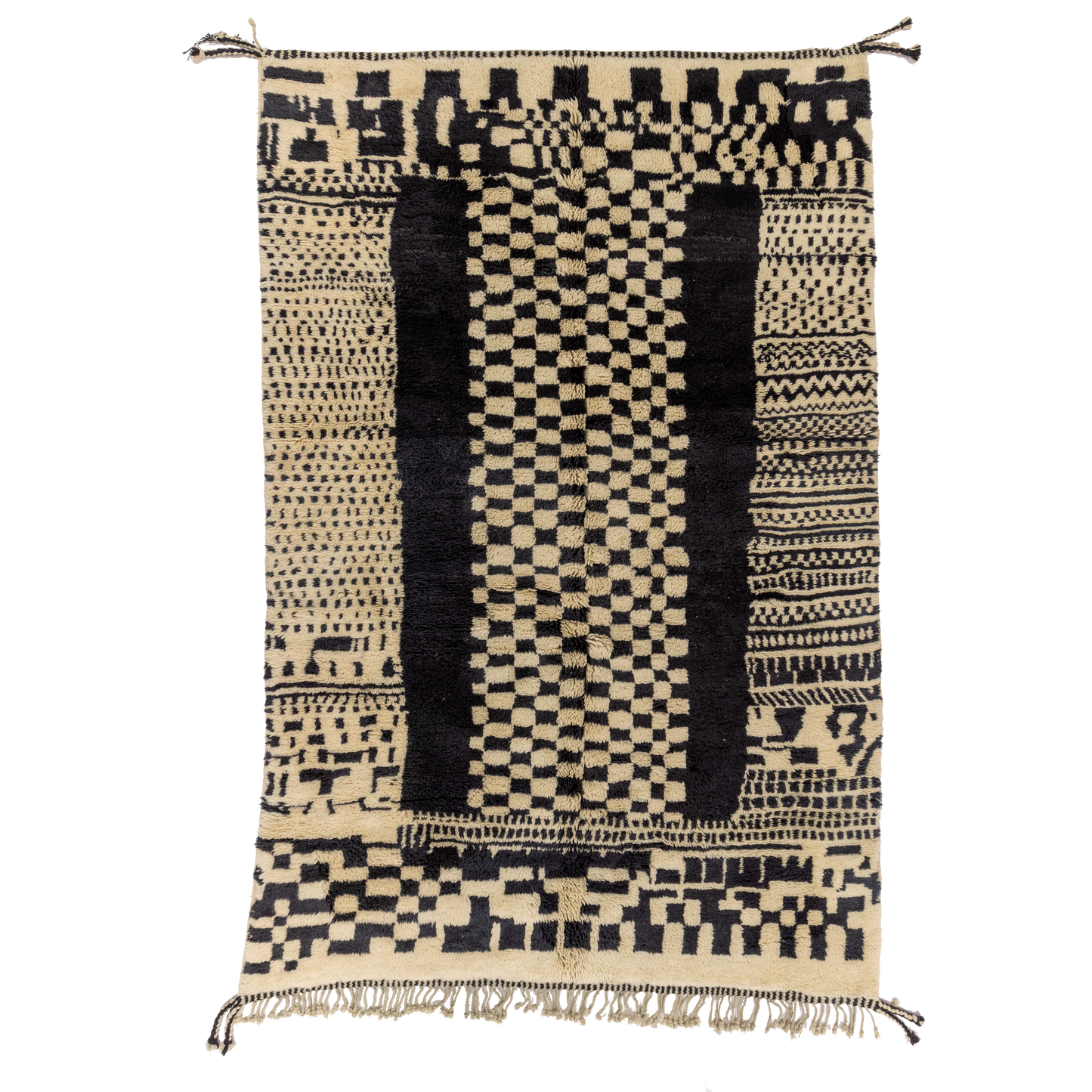 Large Black and White Checkered Wool Contemporary