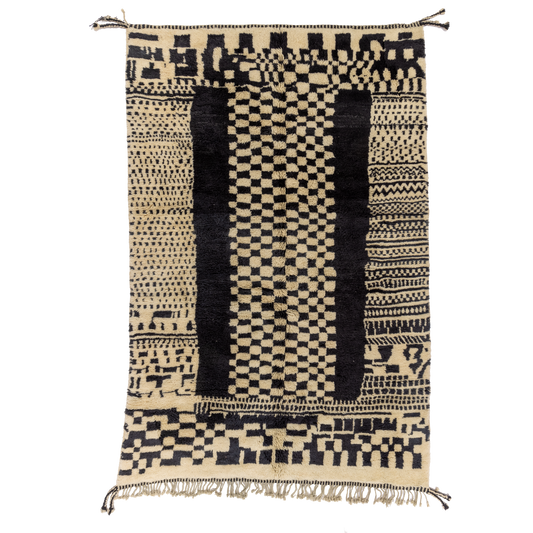 Large Black and White Checkered Wool Contemporary