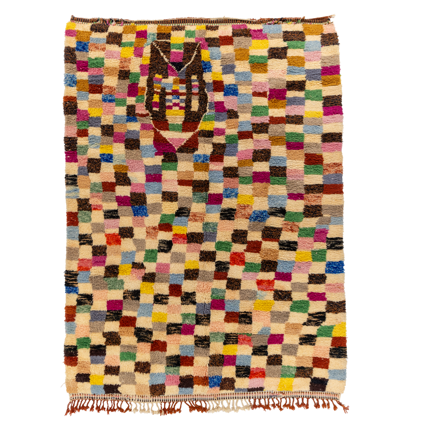 Large Multicolored Checkered Wool Contemporary