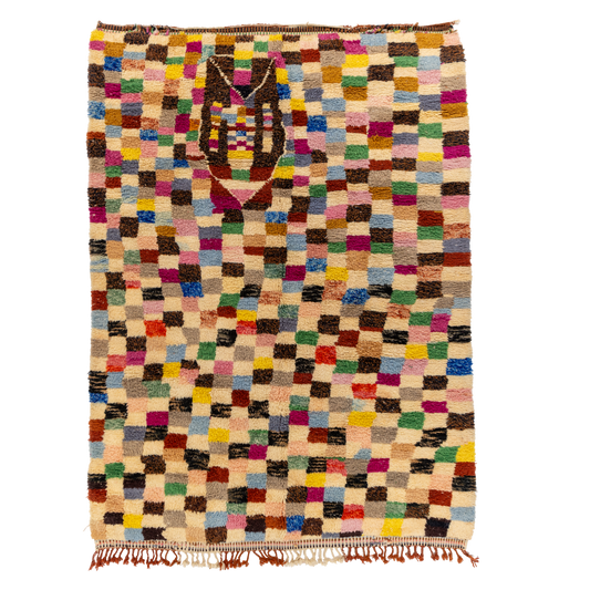 Large Multicolored Checkered Wool Contemporary