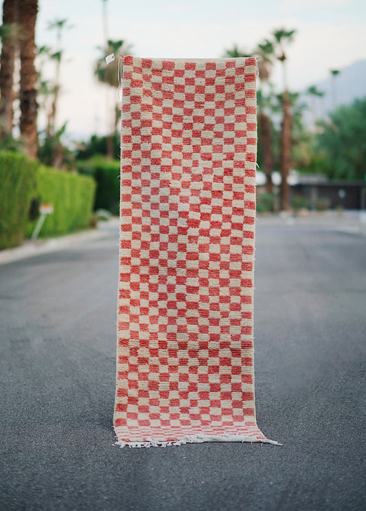 ORANGE CHECKERED MOROCCAN RUG