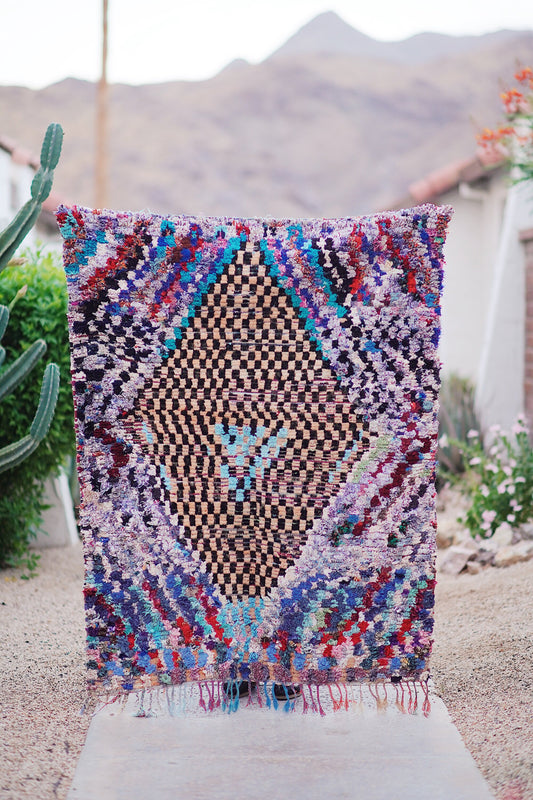 Vintage Multicolored Cotton + Wool Boucherouite