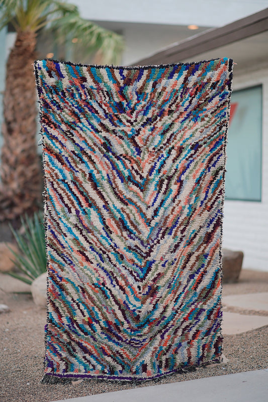 Vintage Multicolored Cotton + Wool Boucherouite