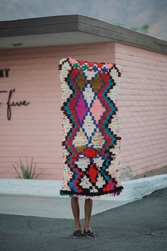 Vintage Multicolored Cotton + Wool Boucherouite