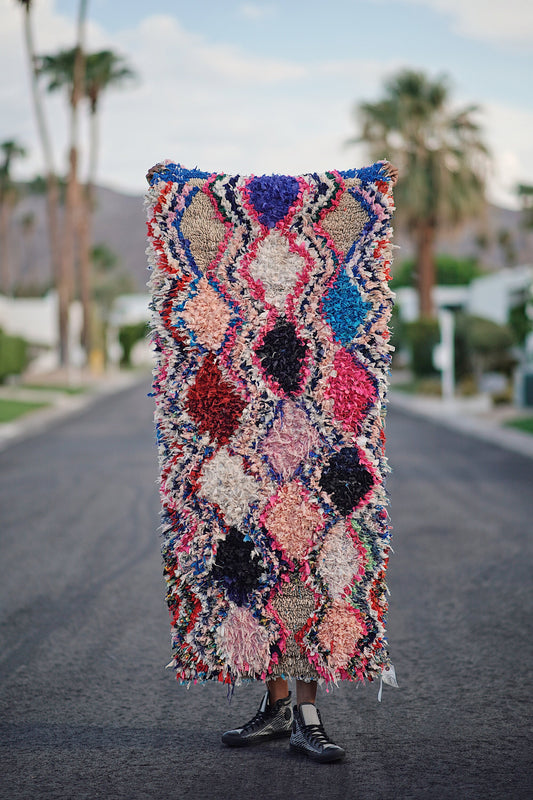 Vintage Multicolored Cotton + Wool Boucherouite