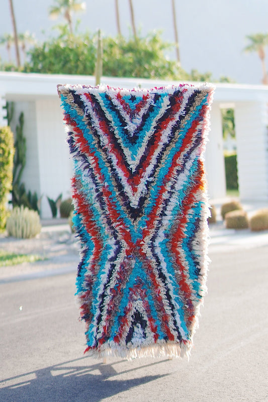 Vintage Multicolored Cotton + Wool Boucherouite