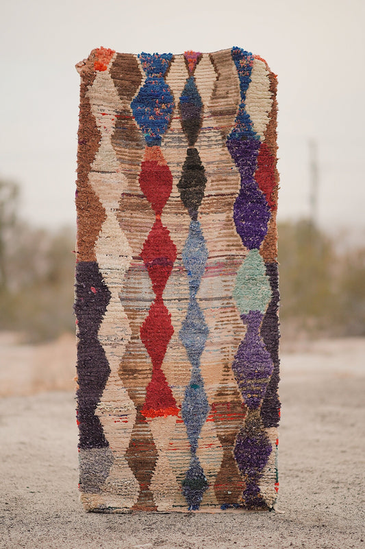 Vintage Multicolored Cotton + Wool Boucherouite