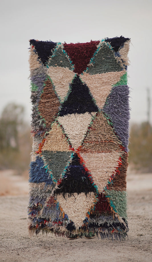 Vintage Multicolored Cotton + Wool Boucherouite