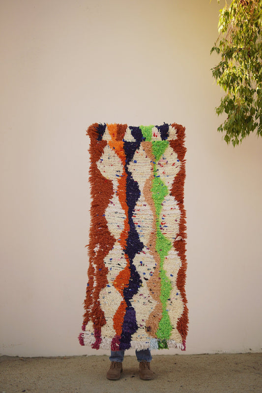 Vintage Multicolored Cotton + Wool Boucherouite