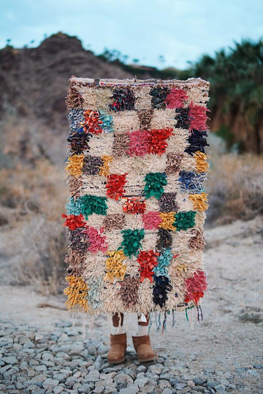 Vintage Multicolored Cotton Boucherouite