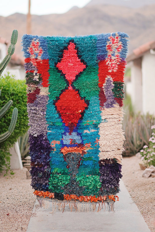 Vintage Multicolored Cotton + Wool Boucherouite