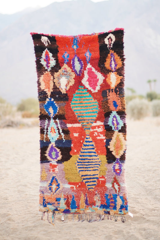Vintage Multicolored Cotton Boucherouite