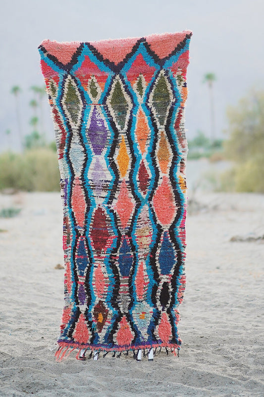 Vintage Multicolored Cotton + Wool Boucherouite