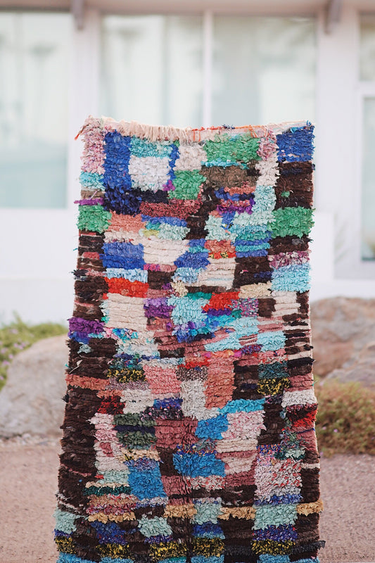 Vintage Multicolored Cotton + Wool Boucherouite