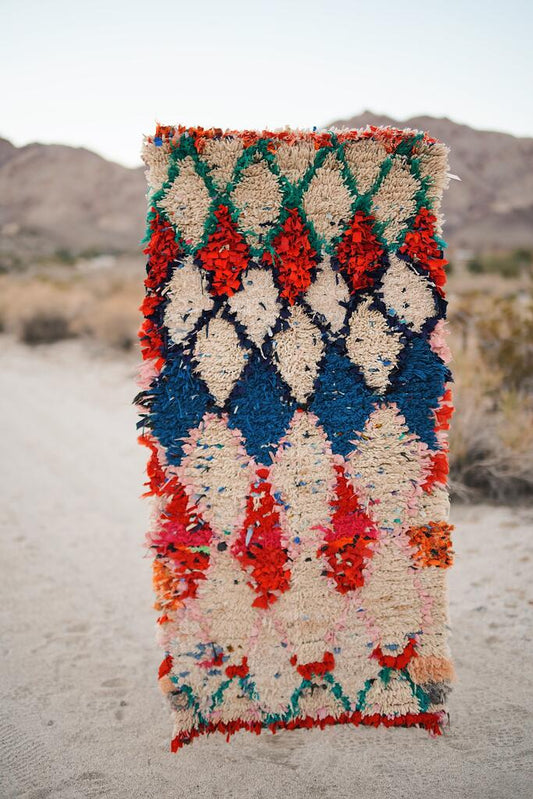 Vintage Multicolored Cotton + Wool Boucherouite