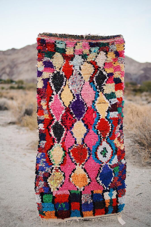 Vintage Multicolored Cotton + Wool Boucherouite