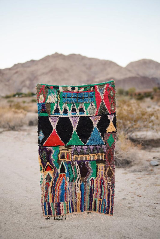 Vintage Multicolored Cotton + Wool Boucherouite