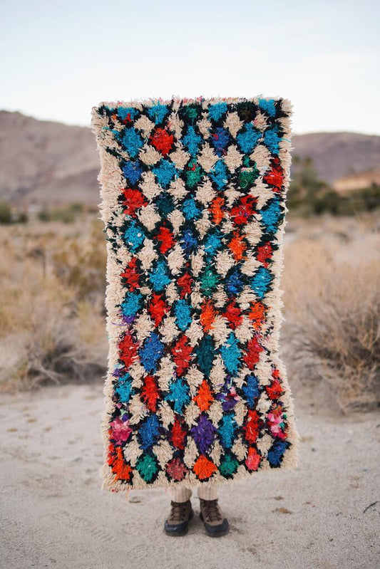 Vintage Multicolored Cotton + Wool Boucherouite