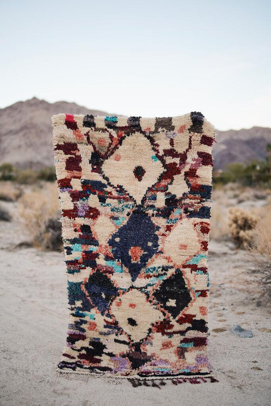 Vintage Multicolored Cotton + Wool Boucherouite