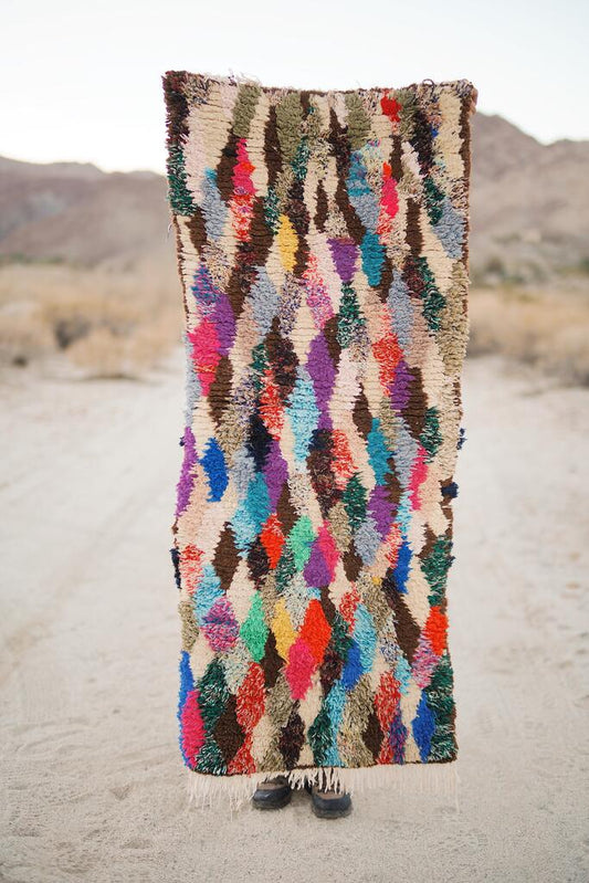 Vintage Multicolored Cotton + Wool Boucherouite
