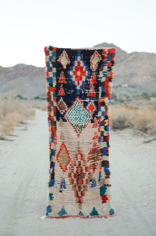 Vintage Multicolored Cotton + Wool Boucherouite