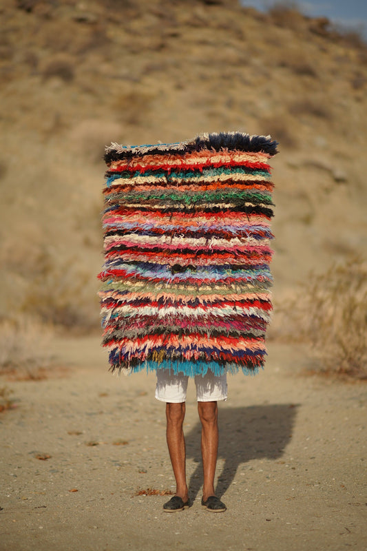 Vintage Multicolored Cotton Boucherouite