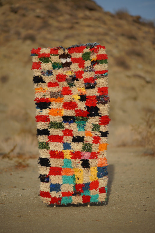 Vintage Multicolored Cotton + Wool Boucherouite