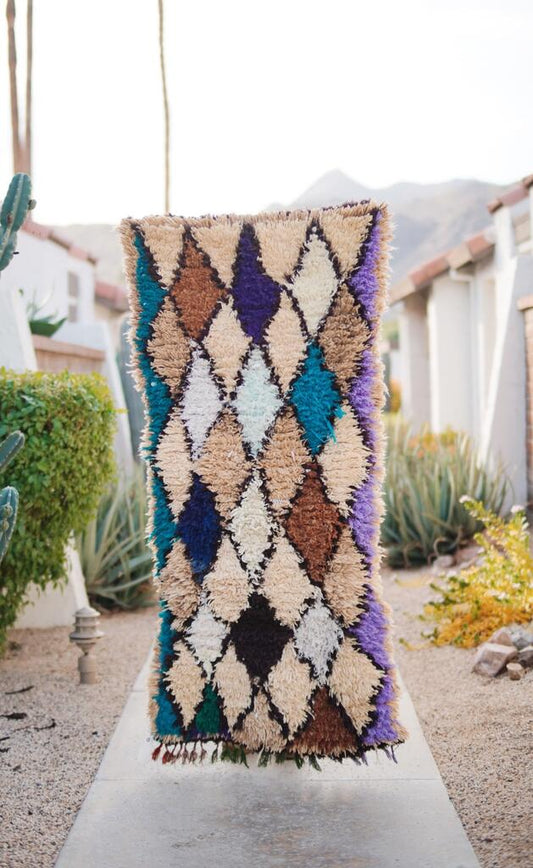 Vintage Multicolored Cotton + Wool Boucherouite