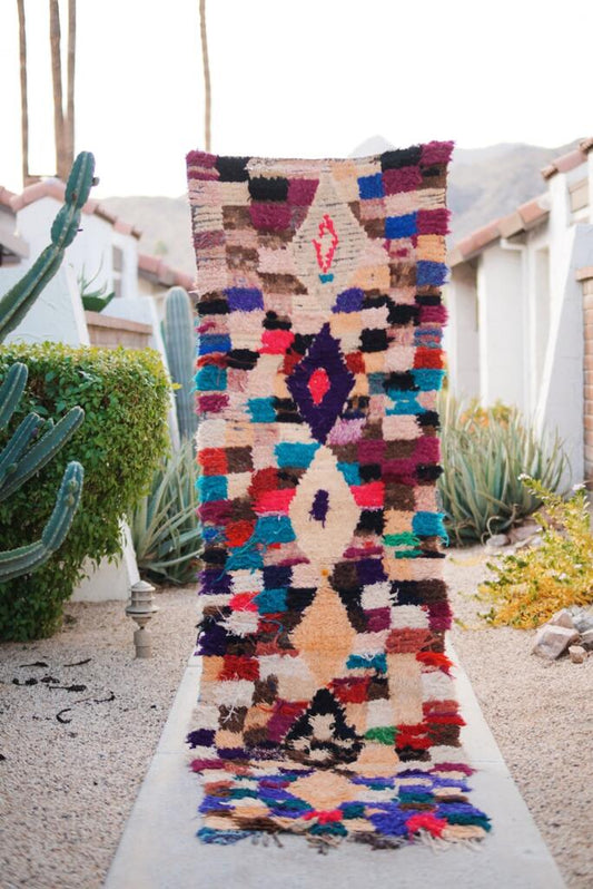 Vintage Multicolored Cotton + Wool Boucherouite
